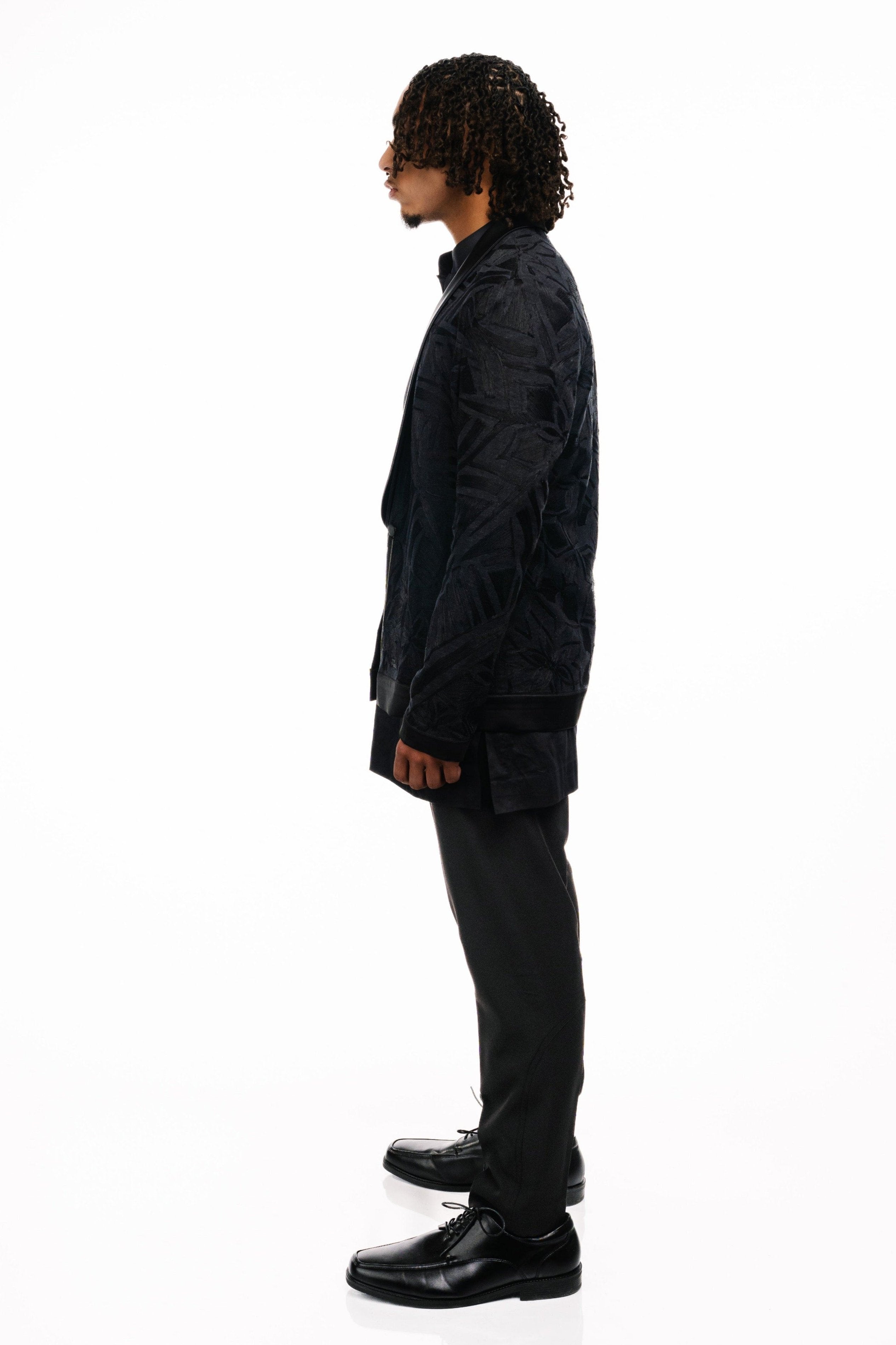 Wool-Linen Embroidered Tuxedo Set