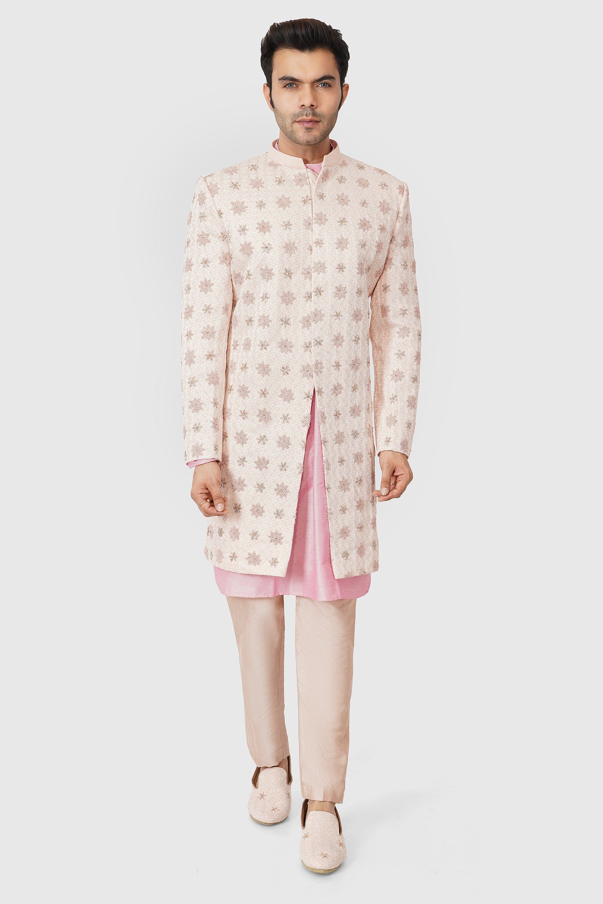 SANTI HOMME Blush Starred Sherwani Set