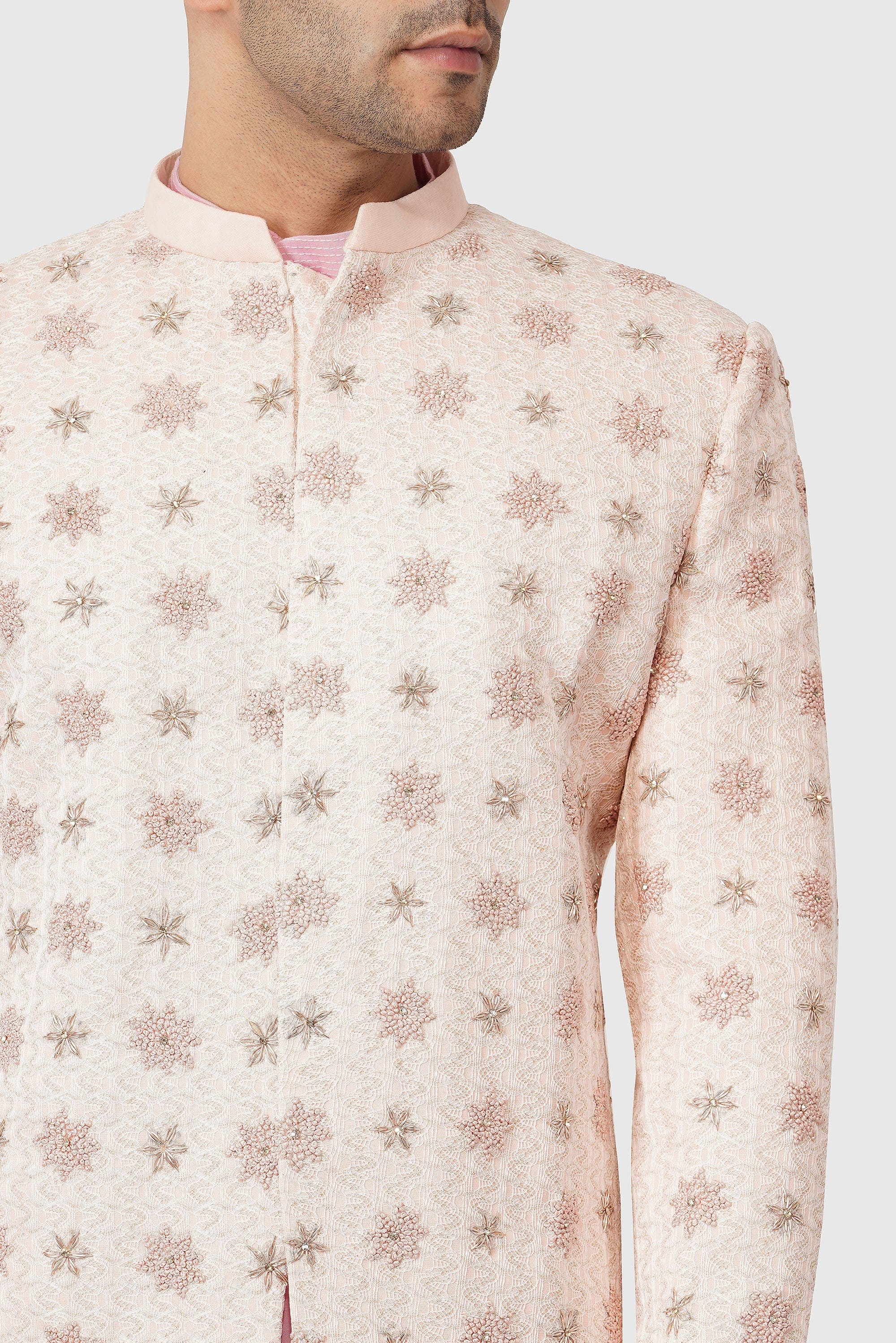 SANTI HOMME Blush Starred Sherwani Set