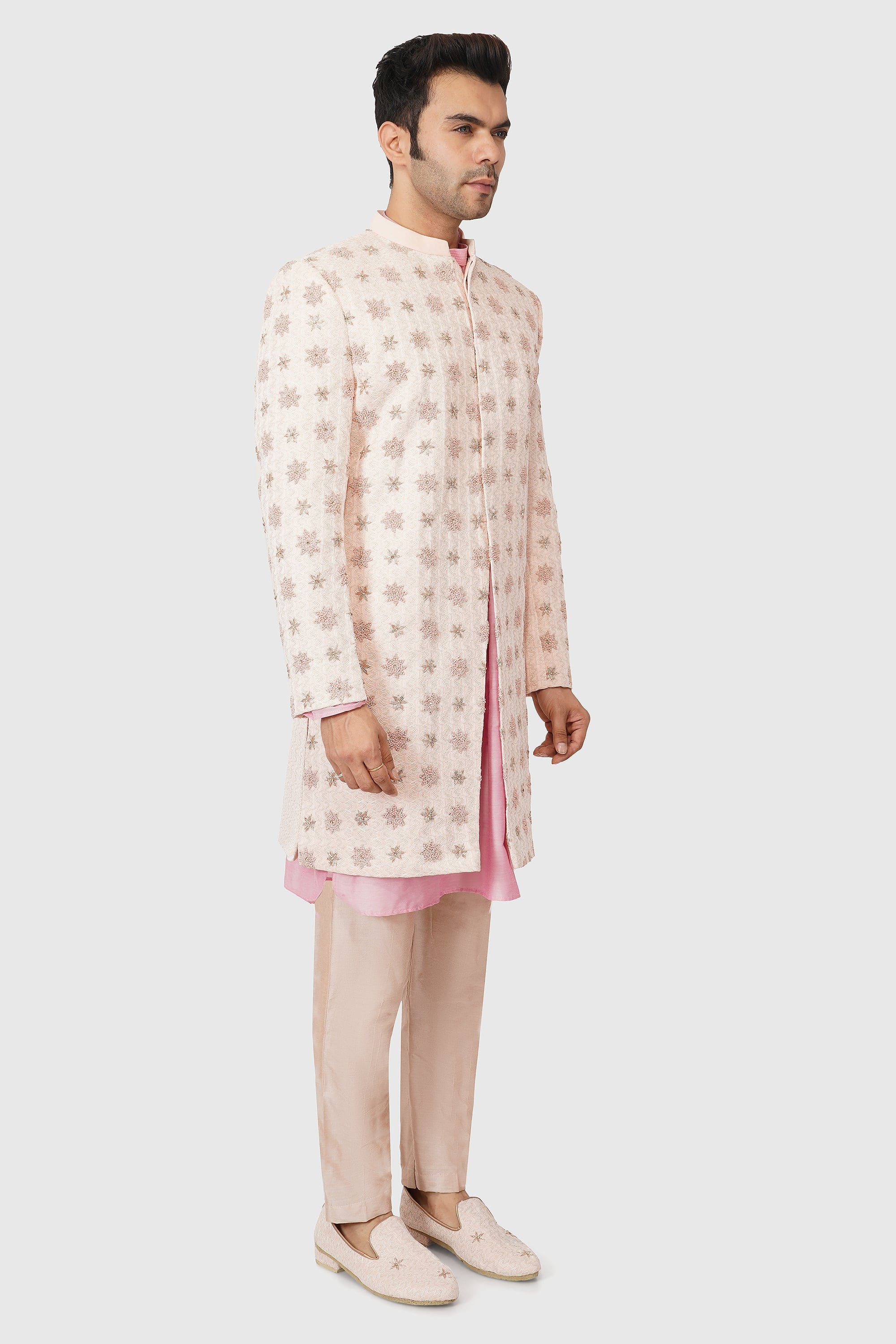 SANTI HOMME Blush Starred Sherwani Set