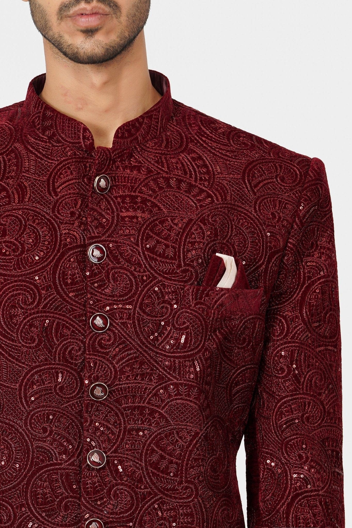 SANTI HOMME Garnet Ornament Sherwani Set
