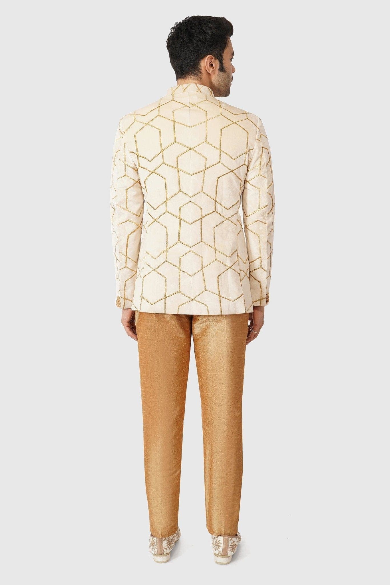 SANTI HOMME Golden Geo Bandhgala Set