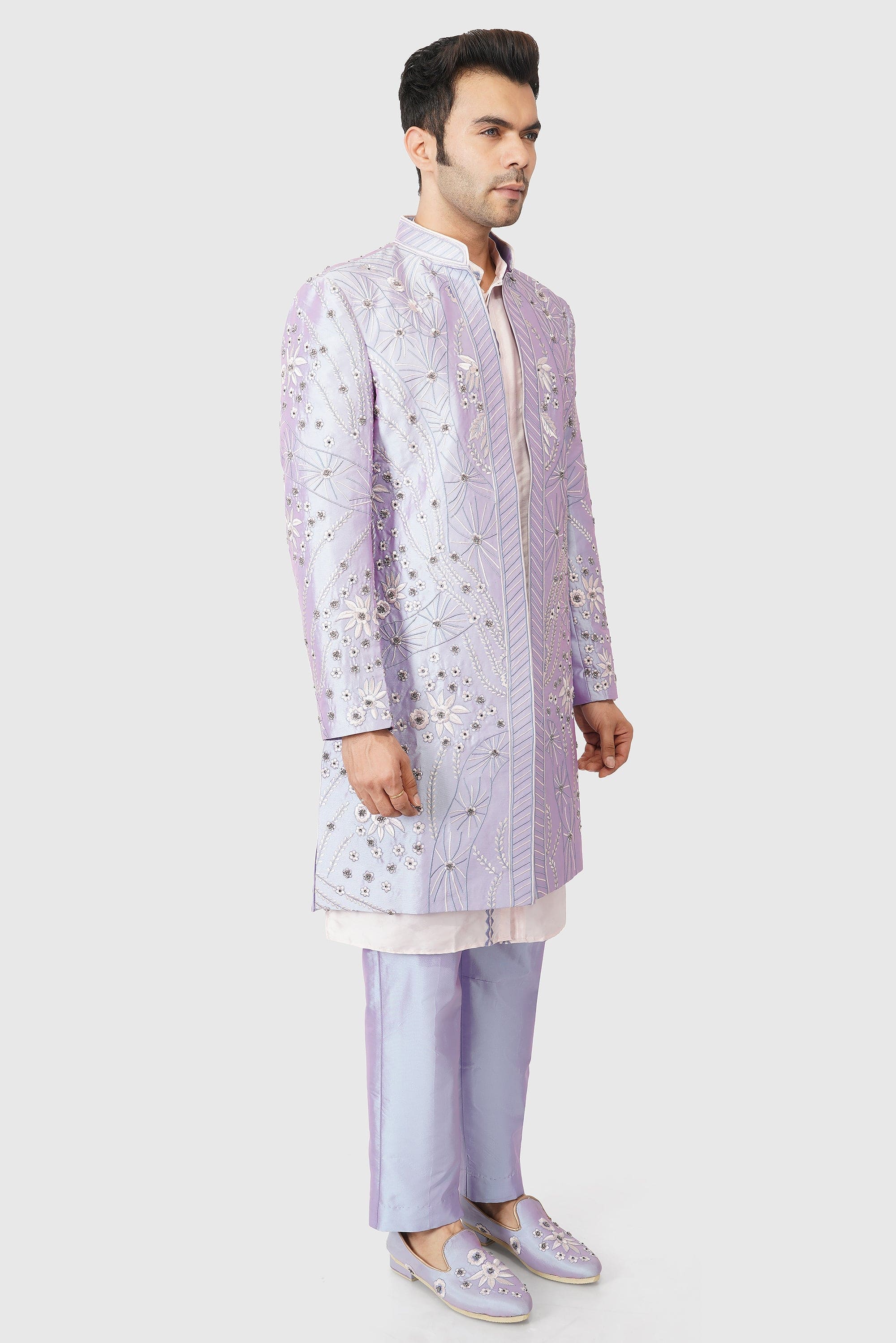 SANTI HOMME Iridesence Quartz Shrug Sherwani Set