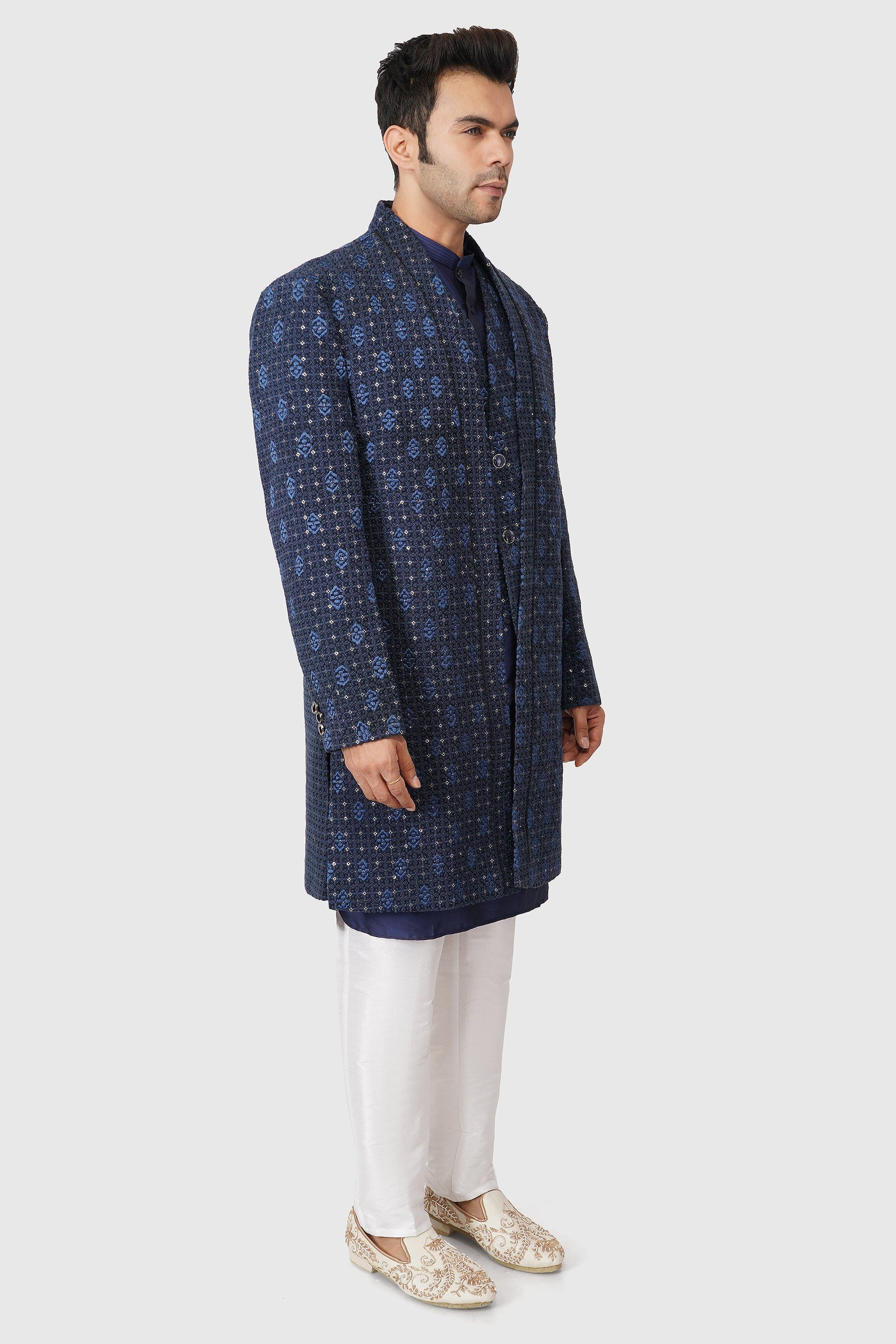 SANTI HOMME Knotted Azure Sherwani Set