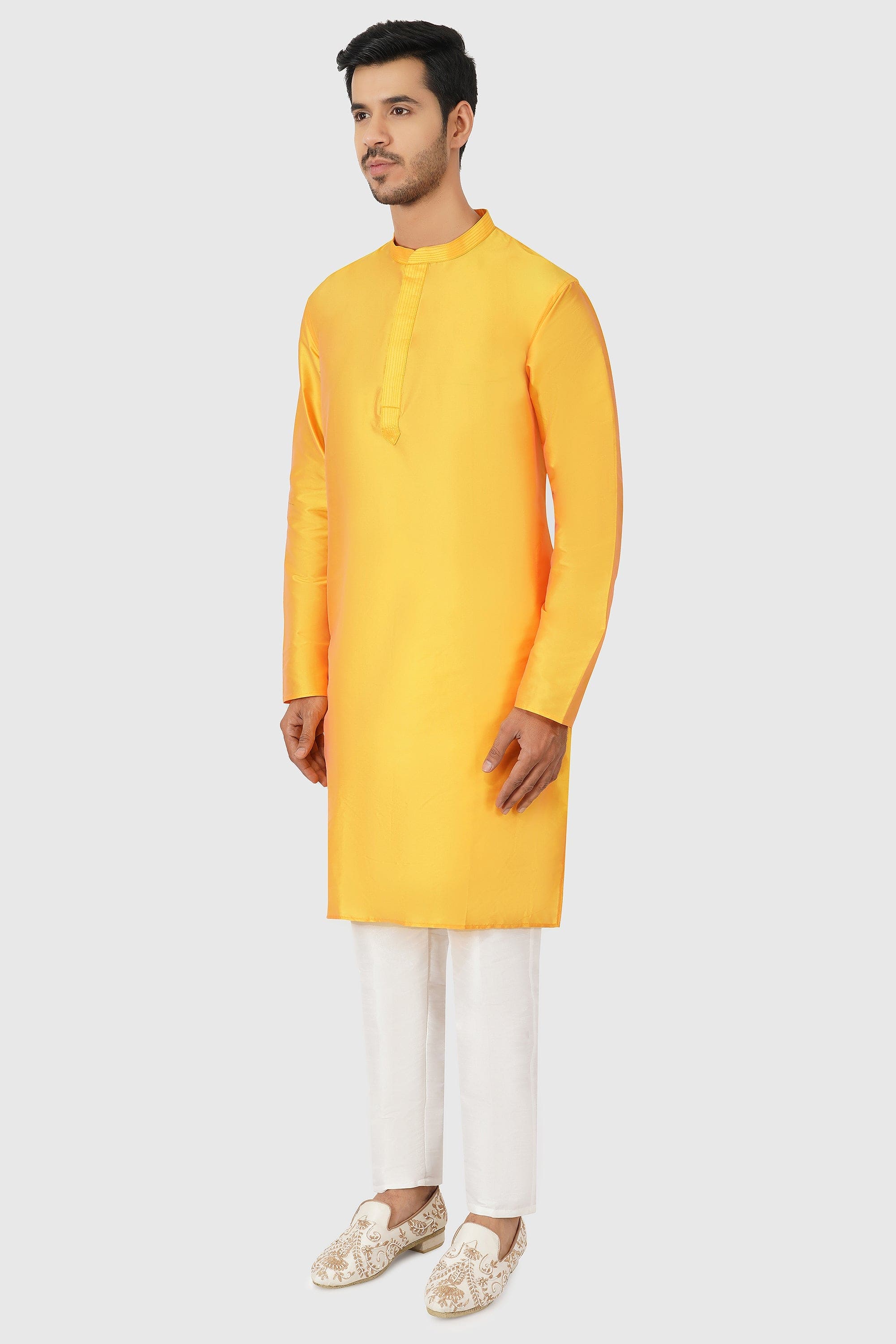 SANTI HOMME Marigold Silk Kurta Set