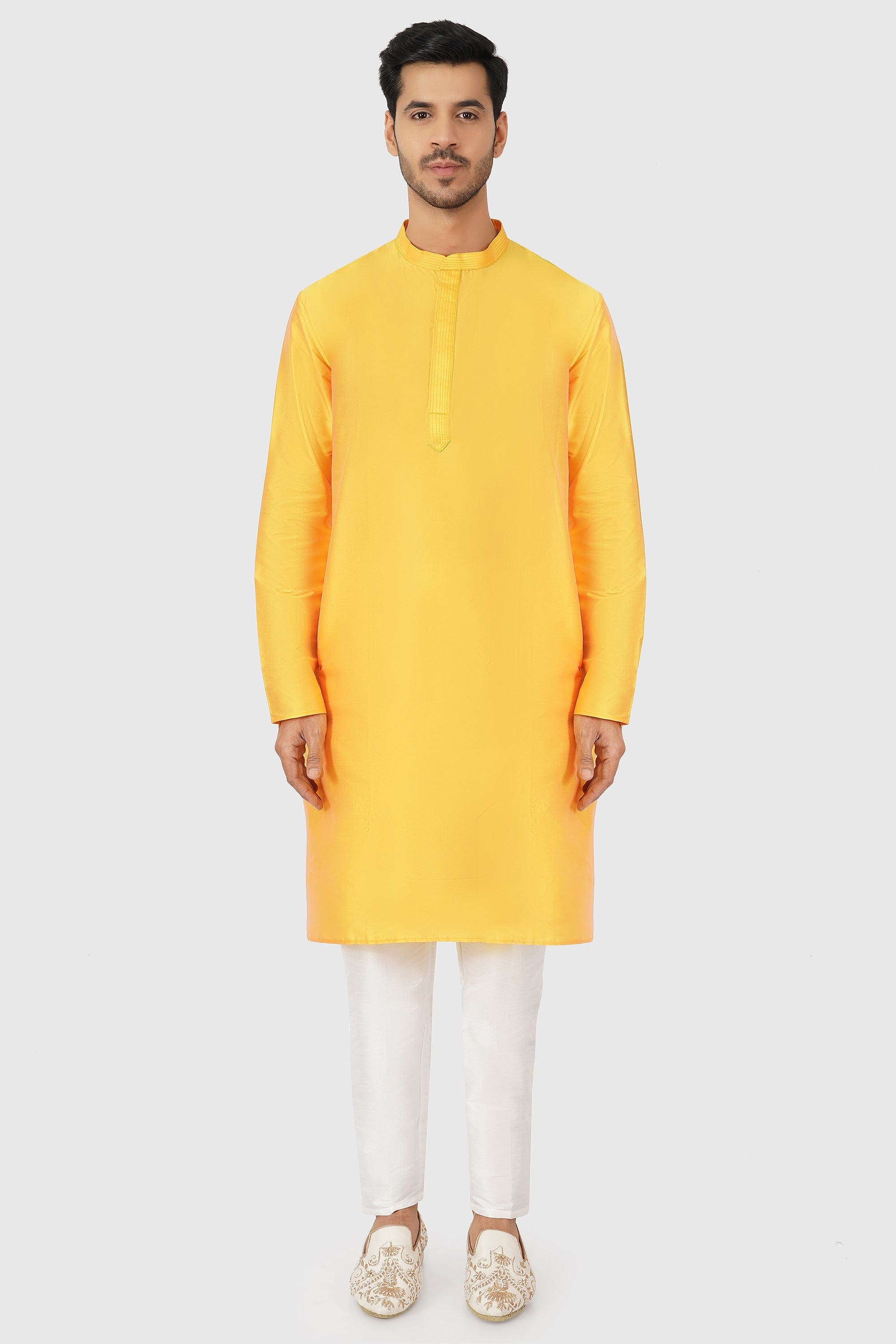 SANTI HOMME Marigold Silk Kurta Set