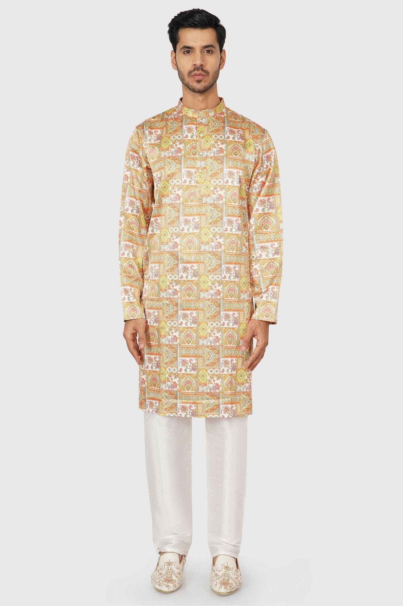 SANTI HOMME Multi-Colored Patchwork Kurta Set