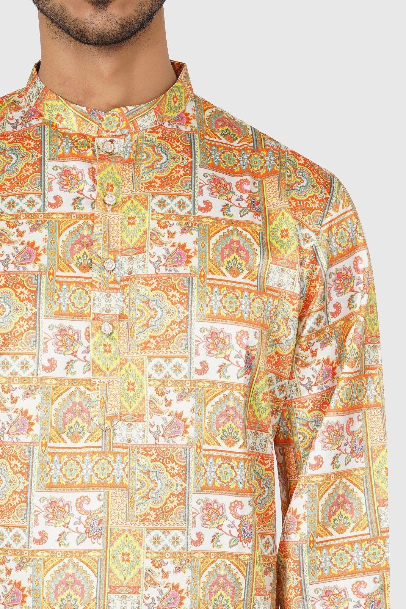SANTI HOMME Multi-Colored Patchwork Kurta Set