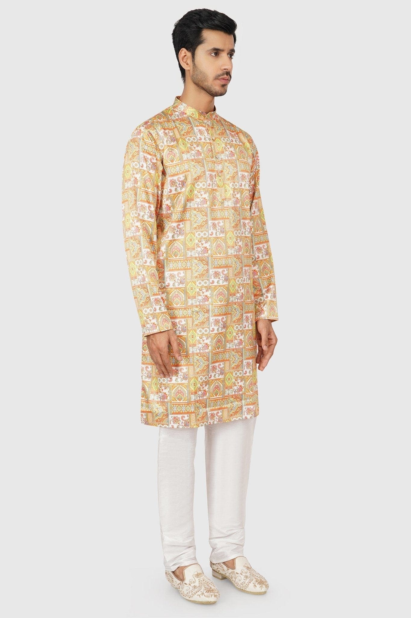 SANTI HOMME Multi-Colored Patchwork Kurta Set