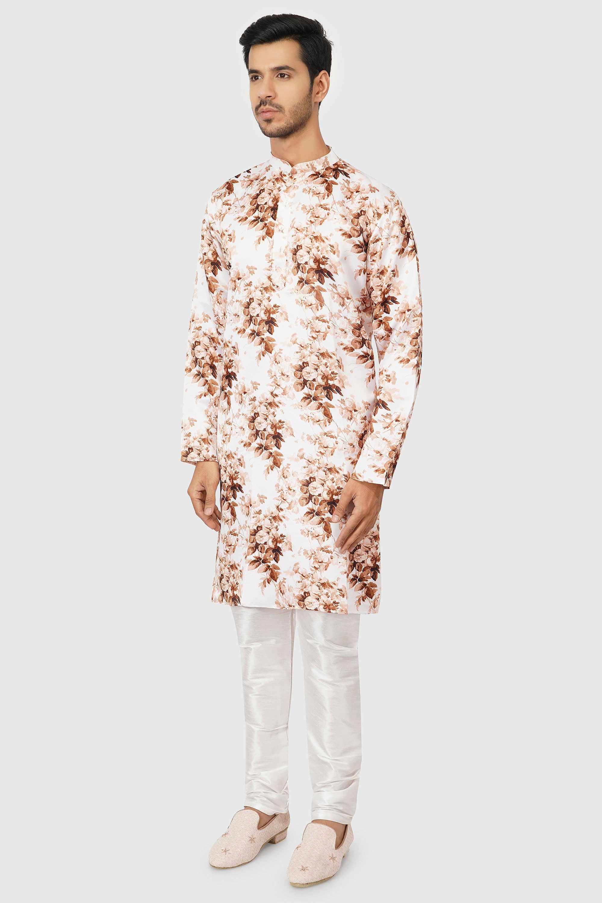 SANTI HOMME Ochre Floral Kurta Set