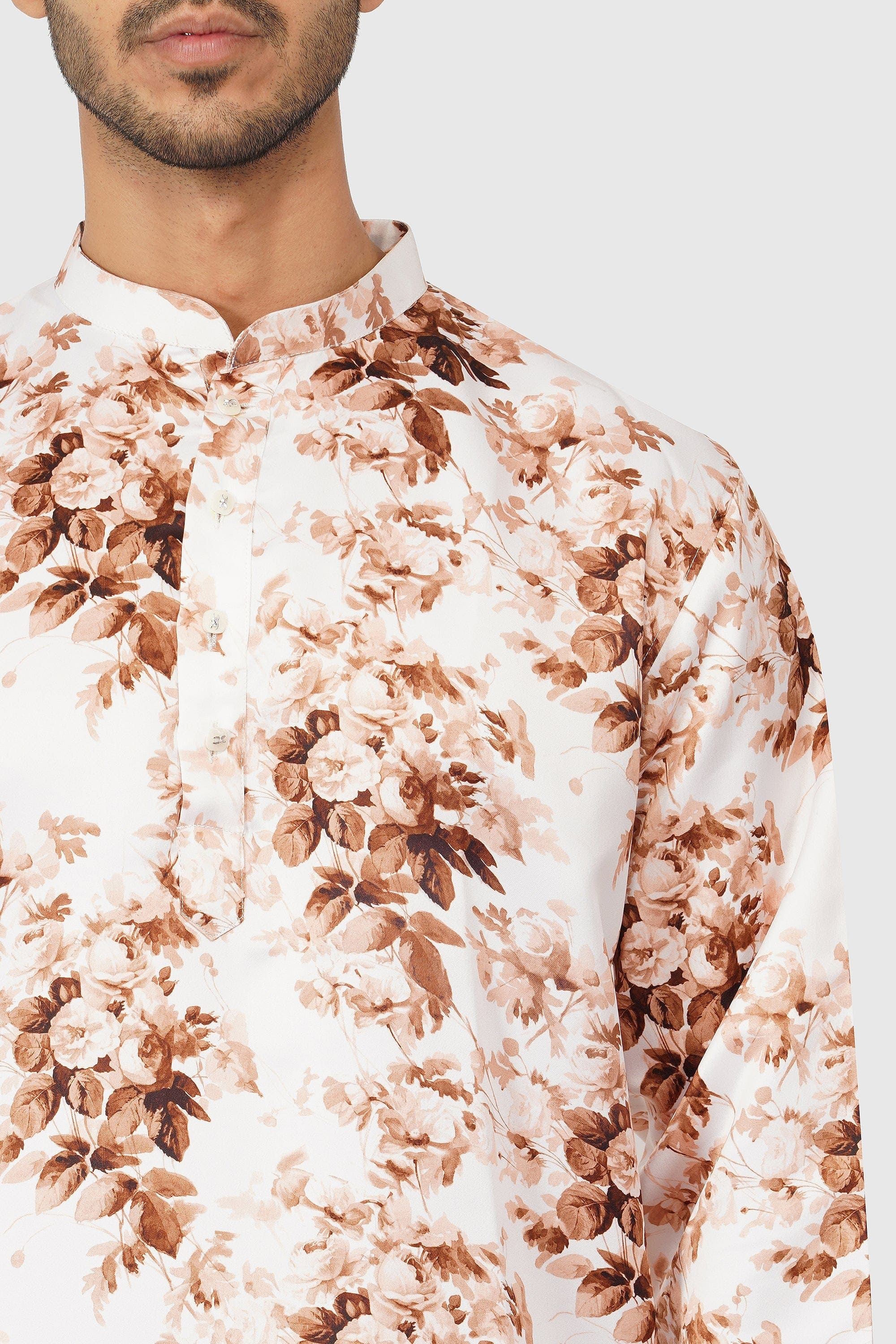 SANTI HOMME Ochre Floral Kurta Set