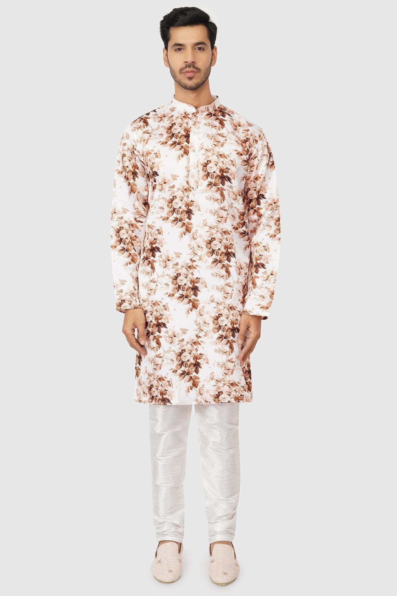 SANTI HOMME Ochre Floral Kurta Set