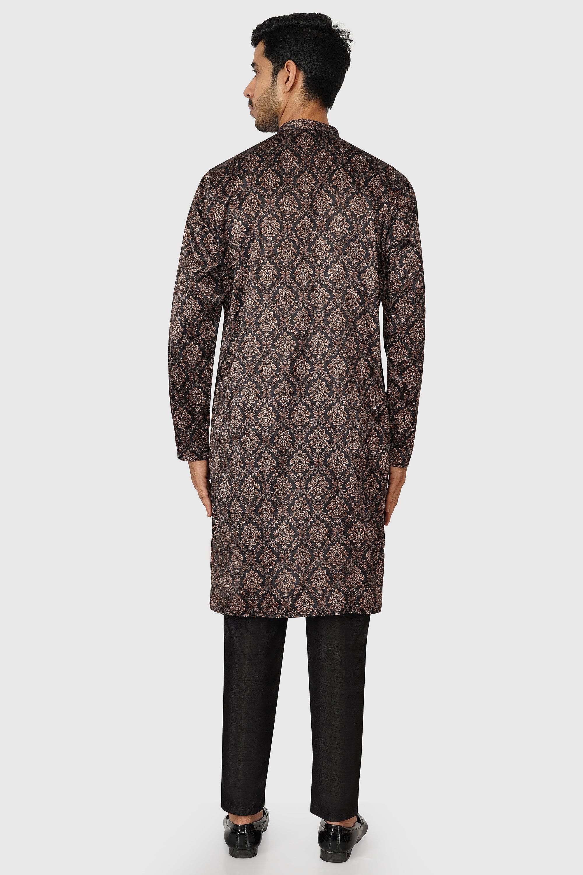 SANTI HOMME Onyx Damask Printed Kurta Set