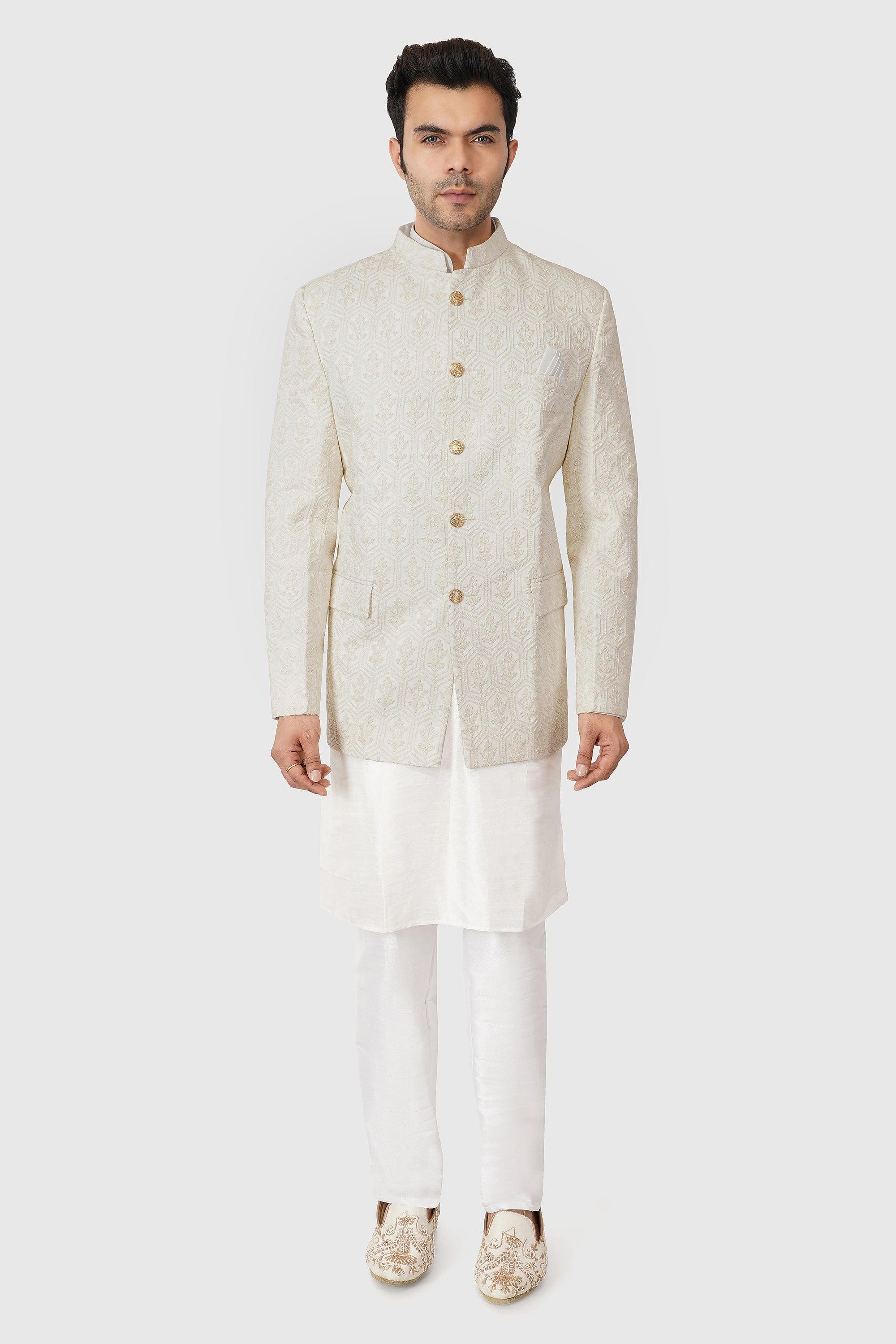 SANTI HOMME Pattern Blended Bandhgala Set