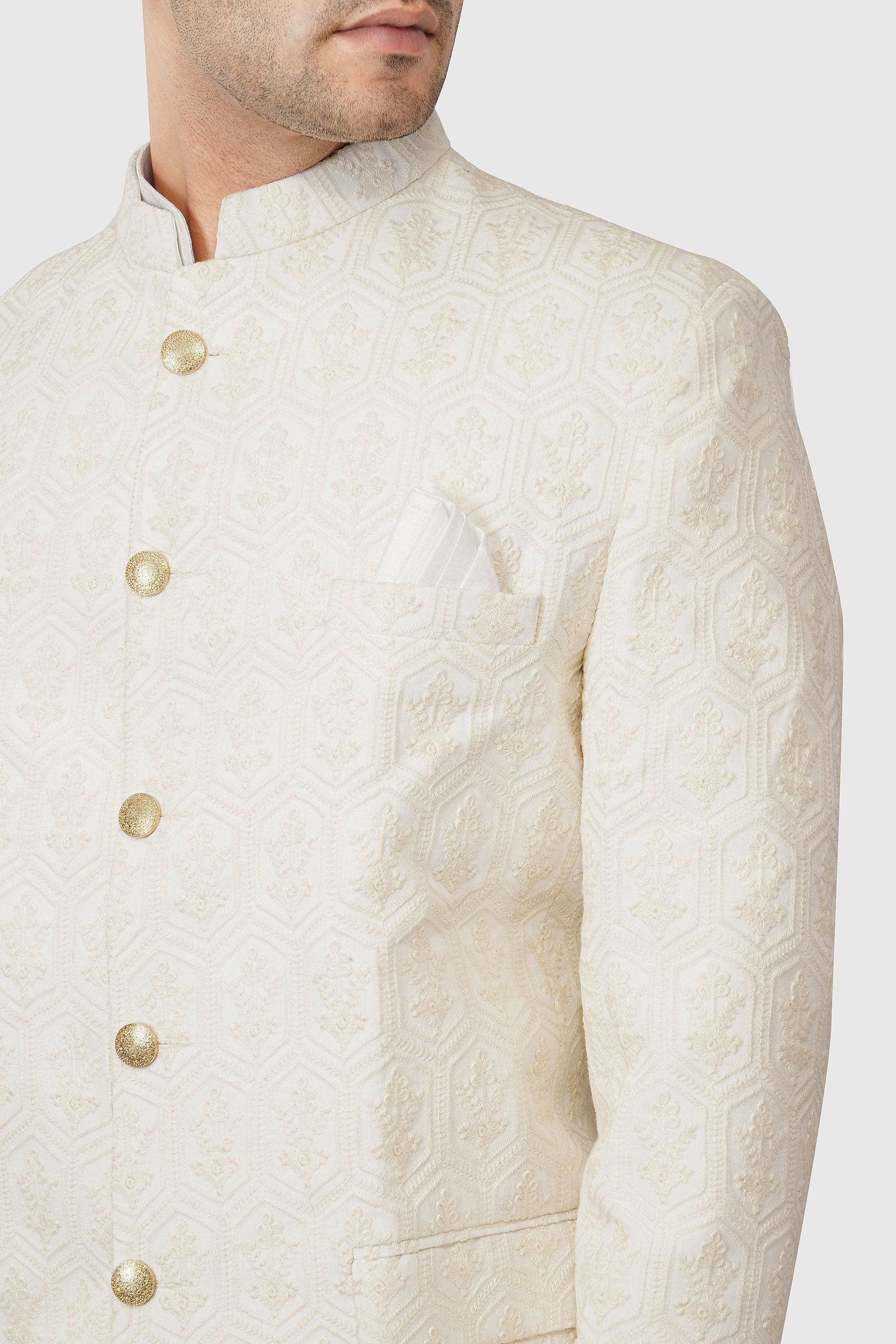 SANTI HOMME Pattern Blended Bandhgala Set