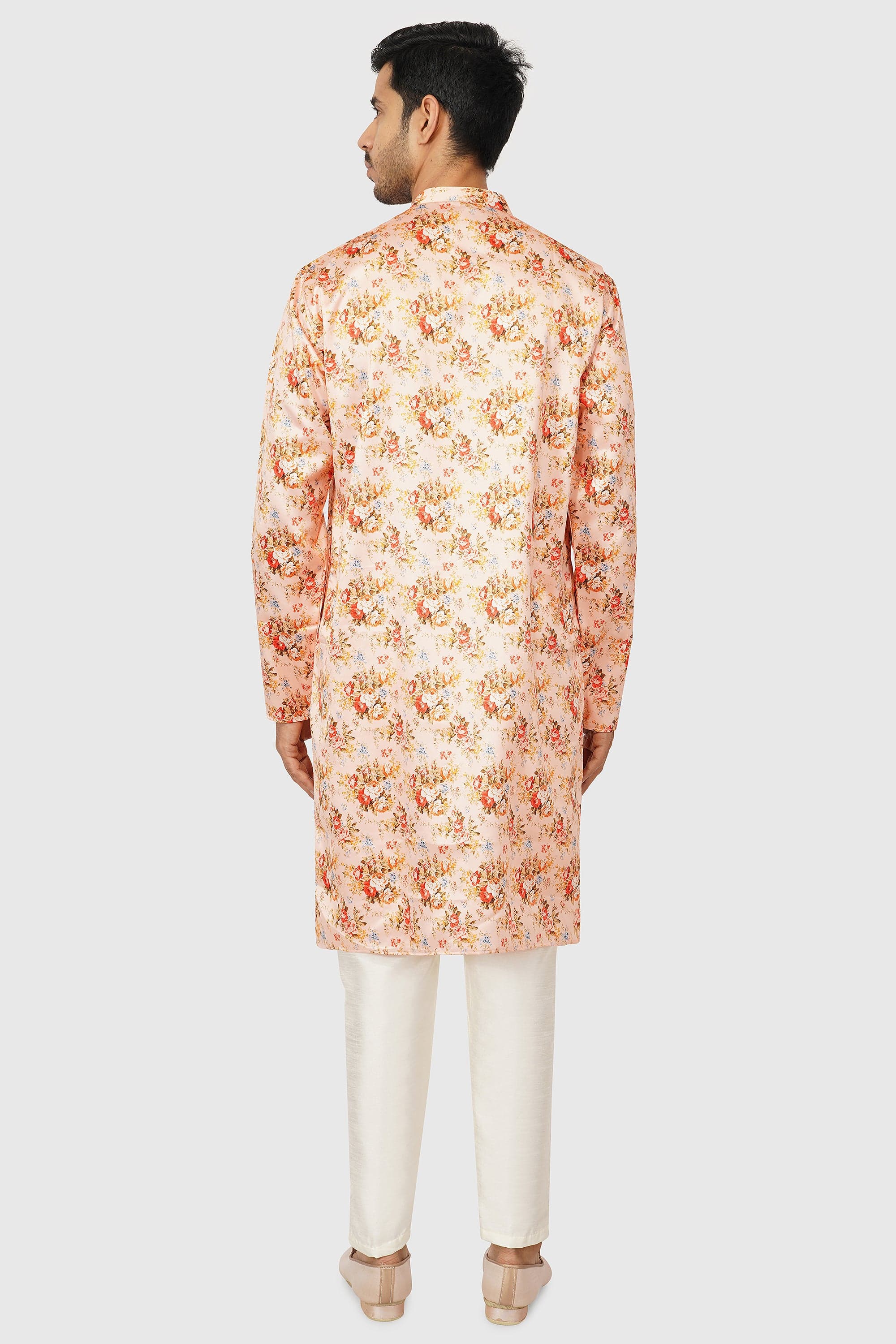 SANTI HOMME Peach Melody Floral Kurta Set