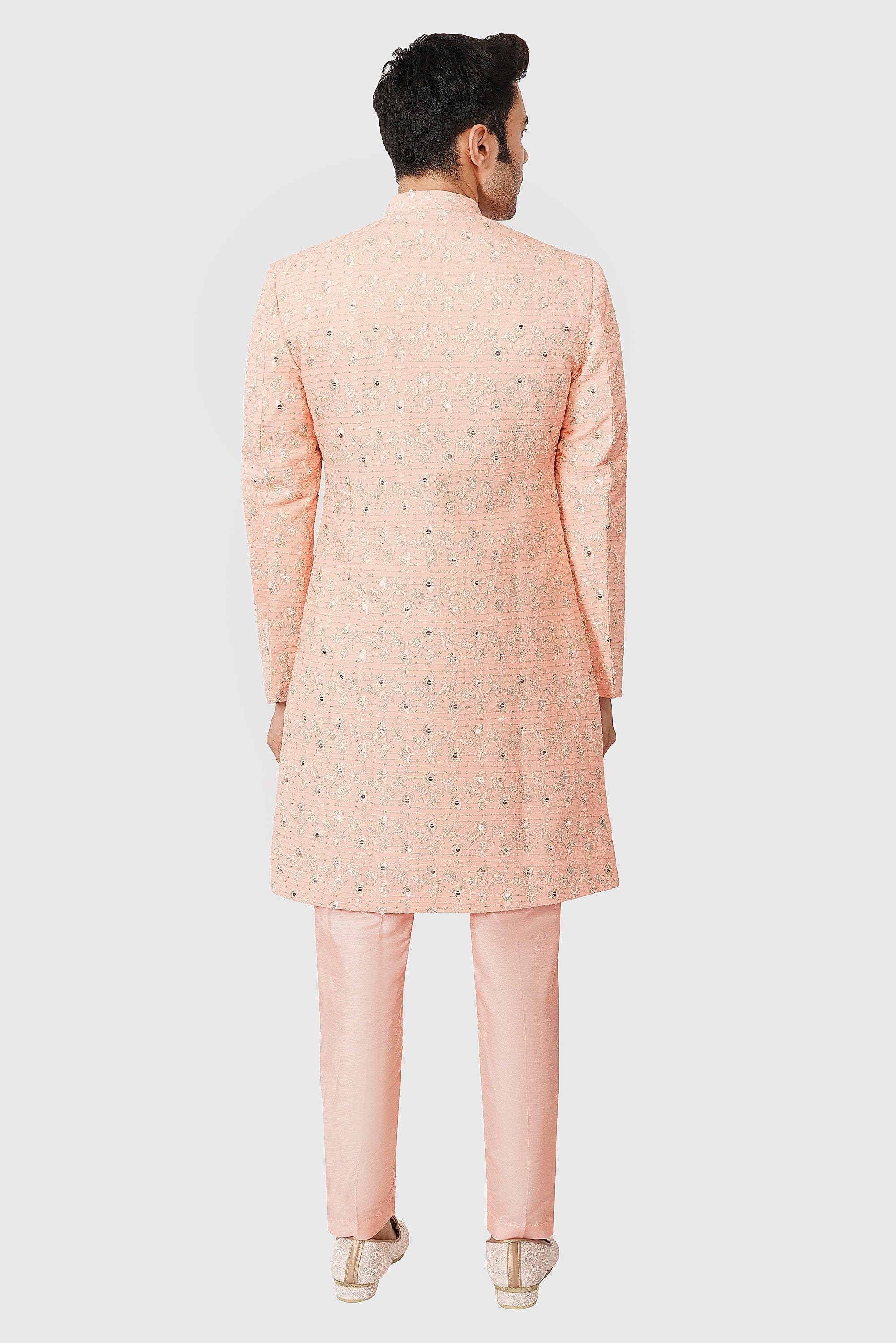 SANTI HOMME Peach Solange Sherwani Set