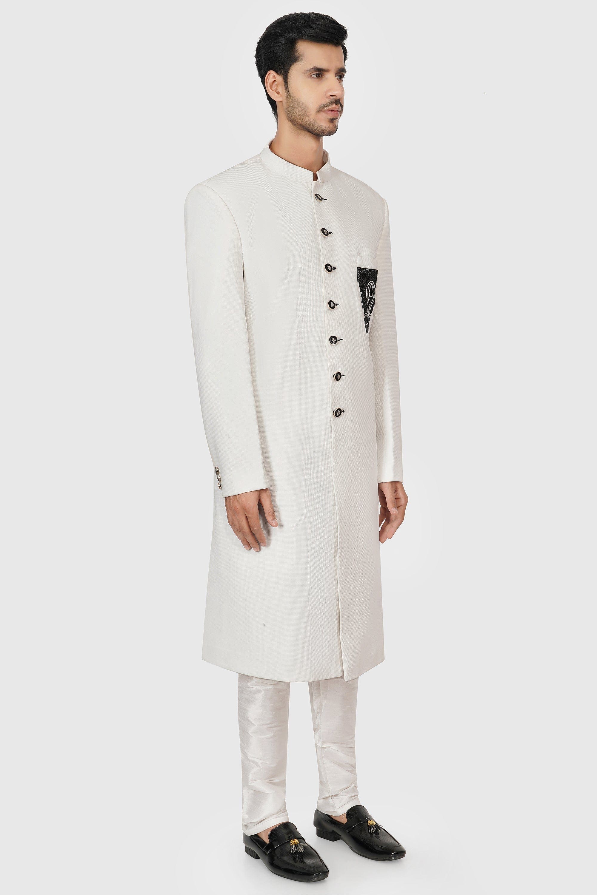 SANTI HOMME Textured Echelon Sherwani Set
