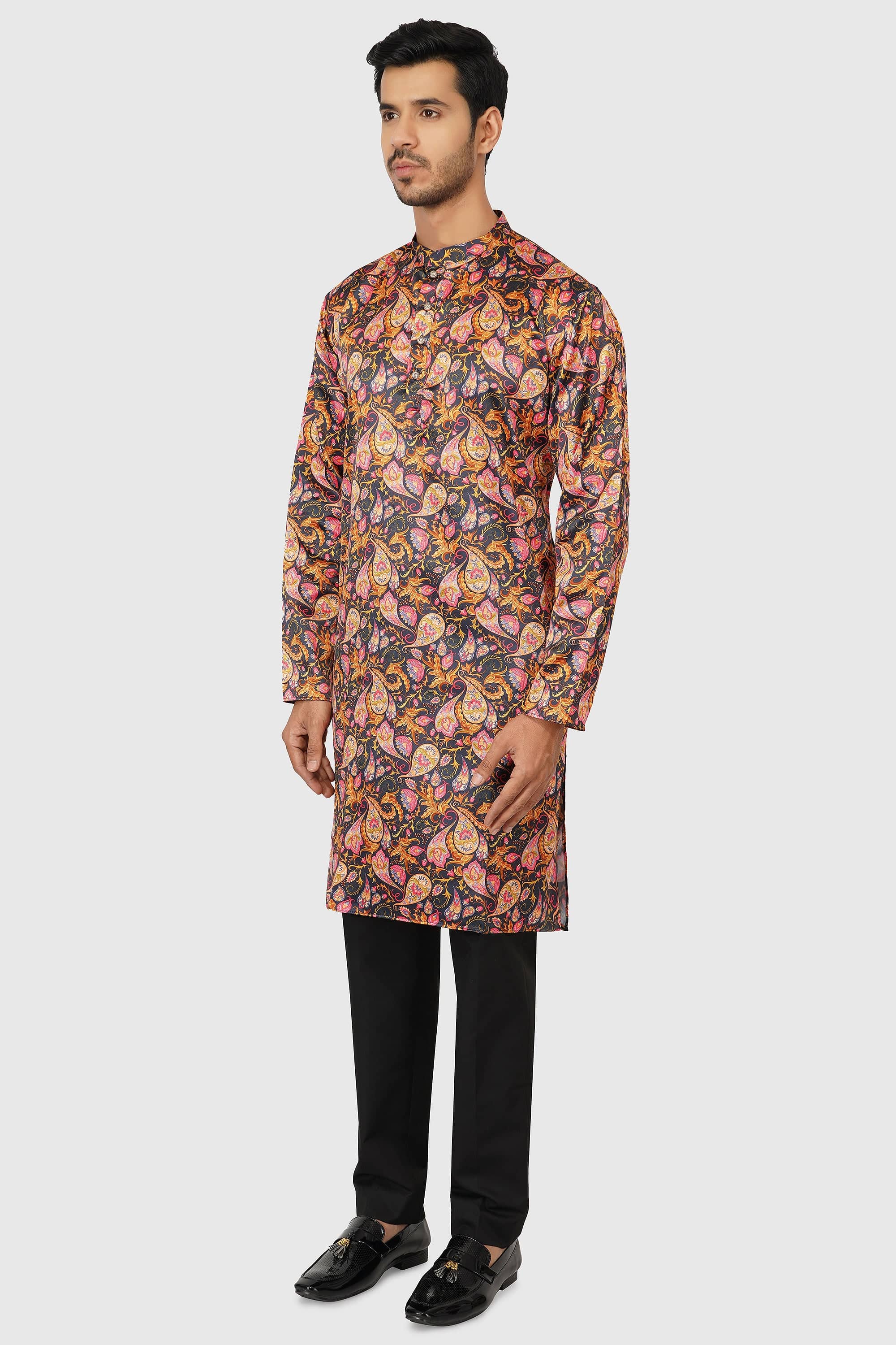 SANTI HOMME Vibrant Midnight Kurta