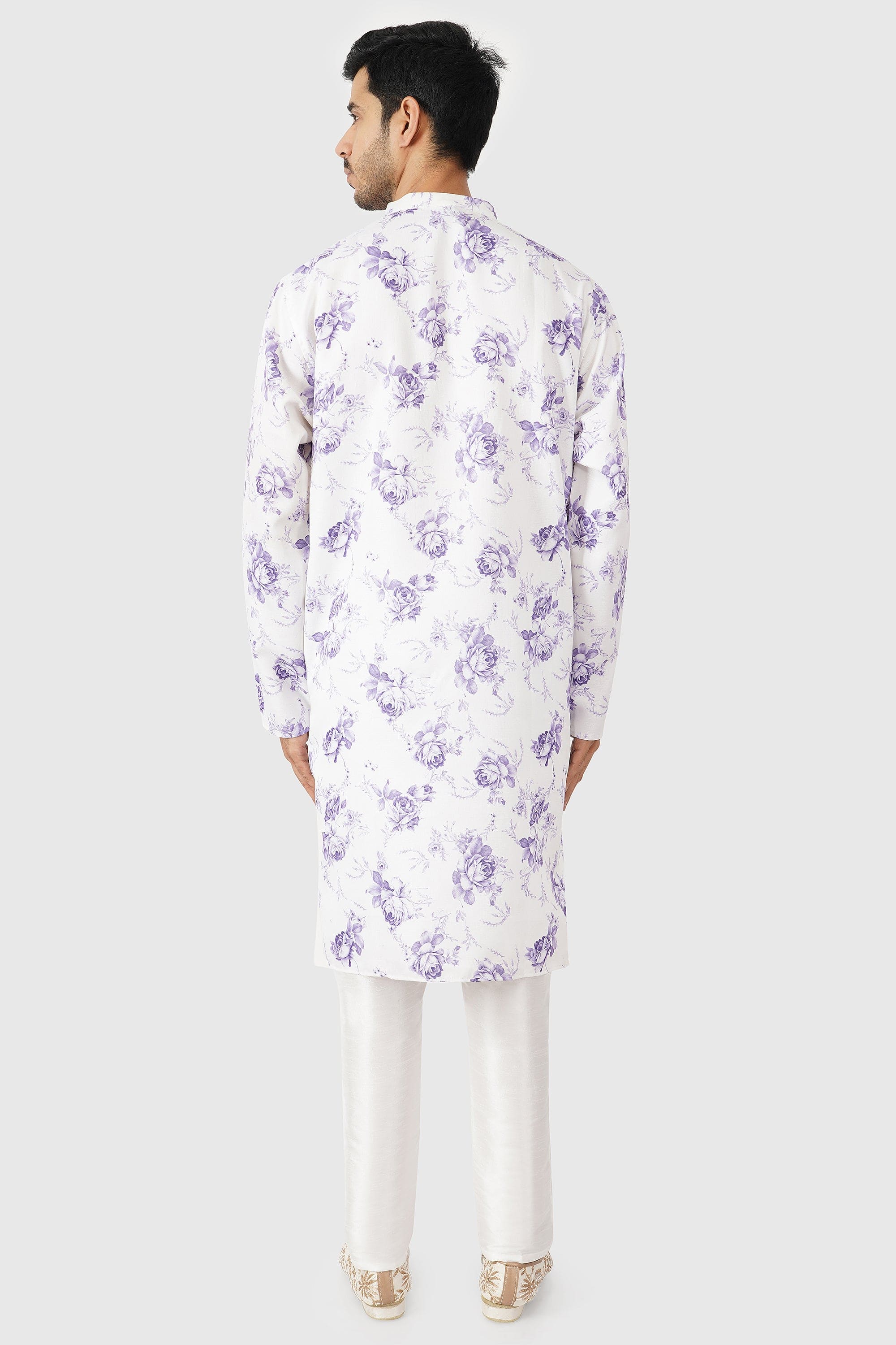 SANTI HOMME Violet Floral Kurta Set