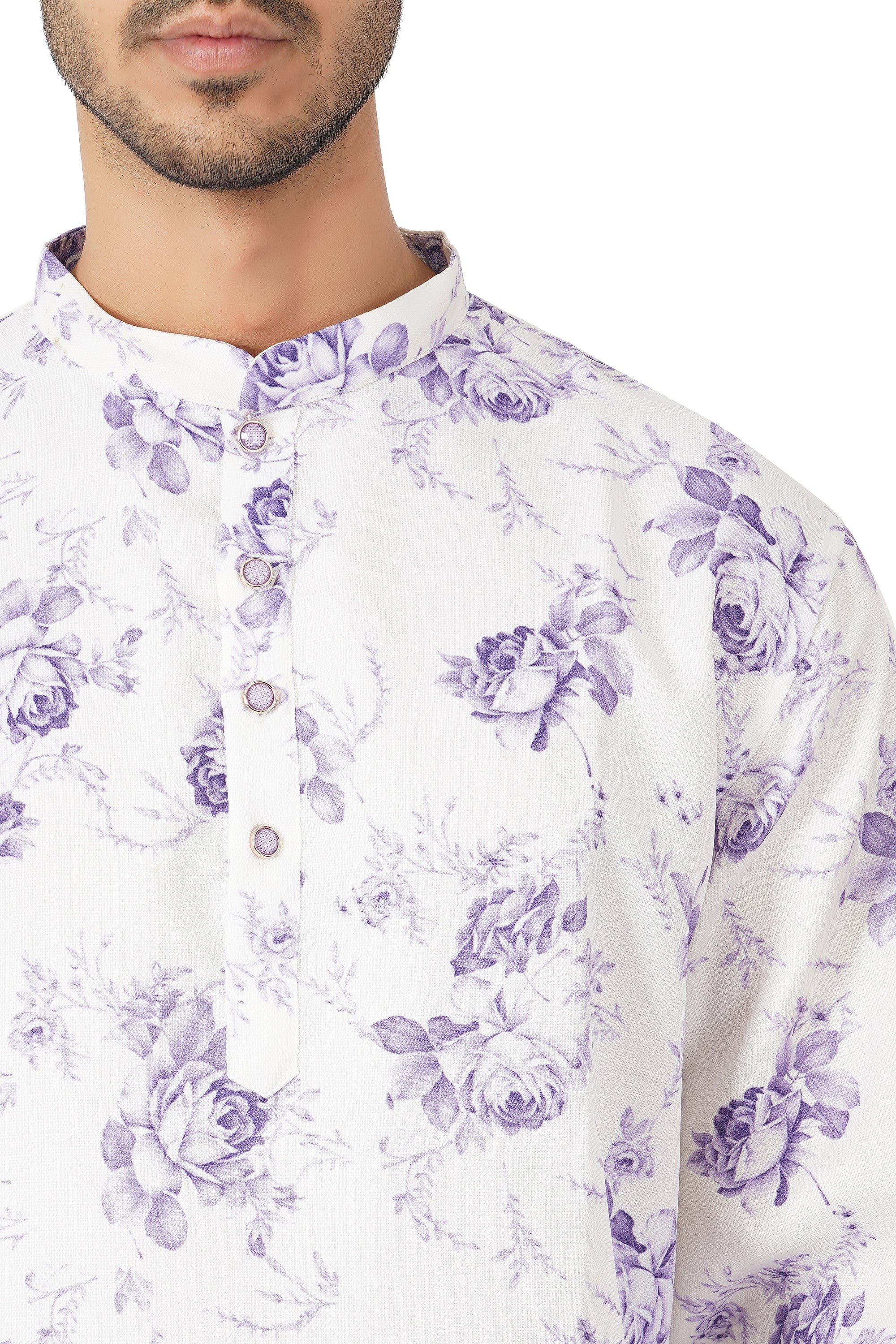 SANTI HOMME Violet Floral Kurta Set