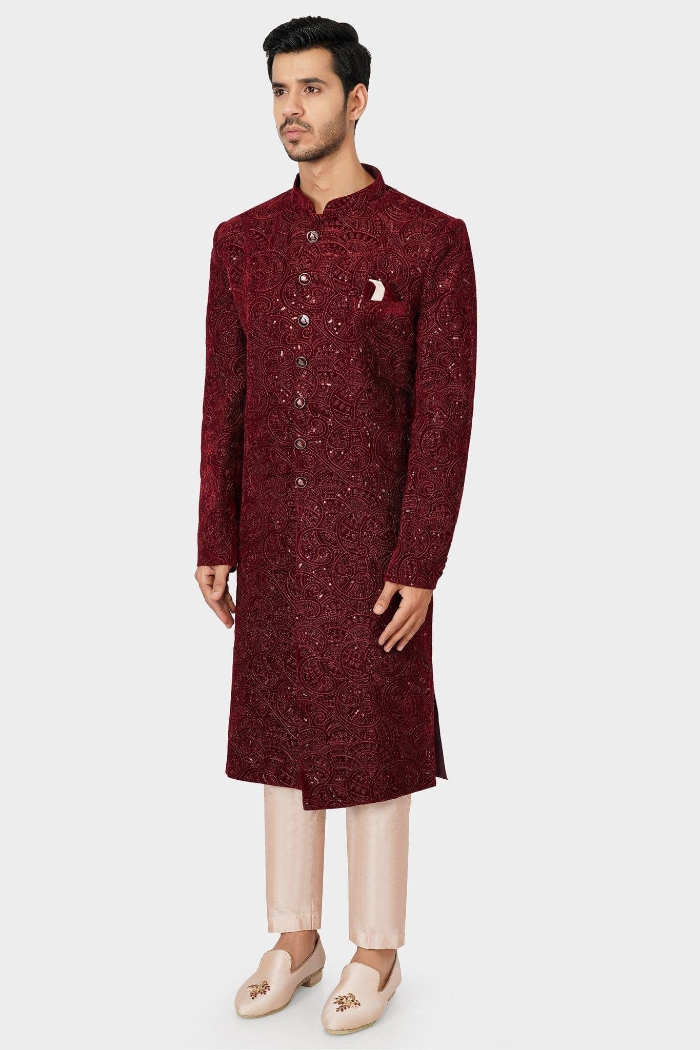 SANTI HOMME Garnet Ornament Sherwani Set