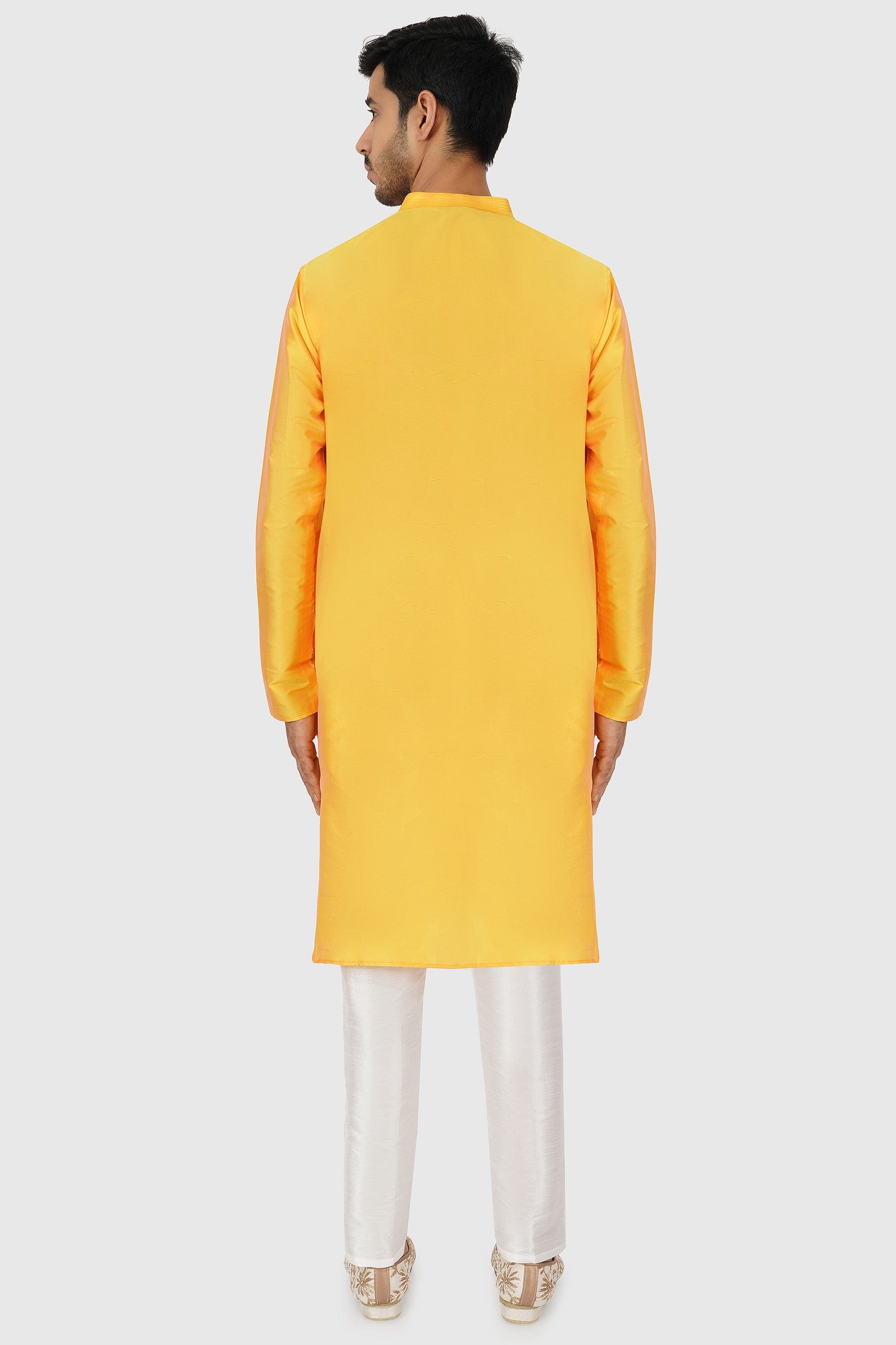 SANTI HOMME Marigold Silk Kurta Set