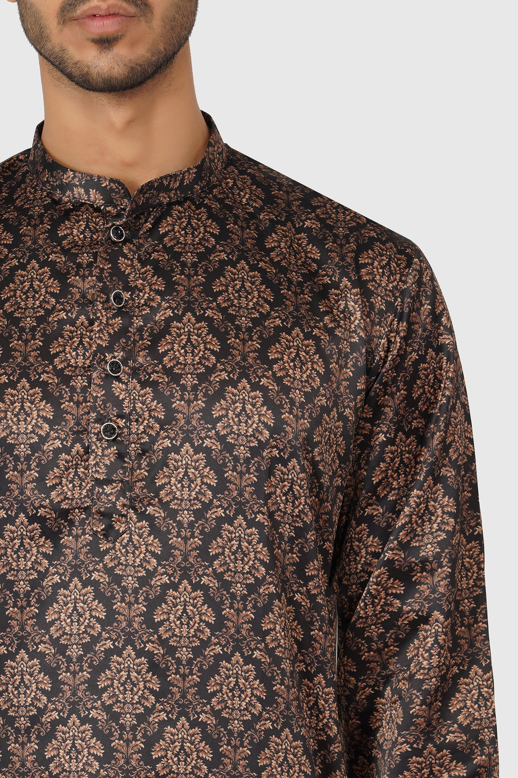 SANTI HOMME Onyx Damask Printed Kurta Set