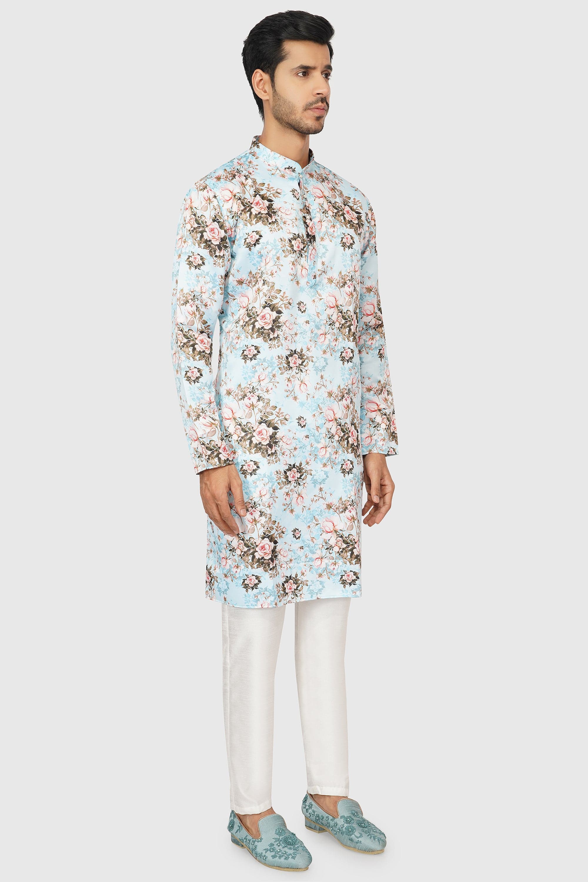 SANTI HOMME Sky Floral Kurta Set